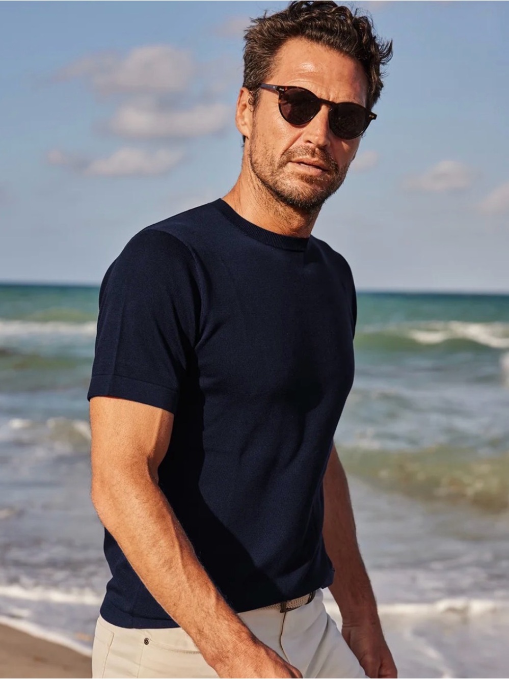 Collar & Co. | Men’s Med Lucca Lux Touch Cotton and Silk T-Shirt Navy Blue NWOT